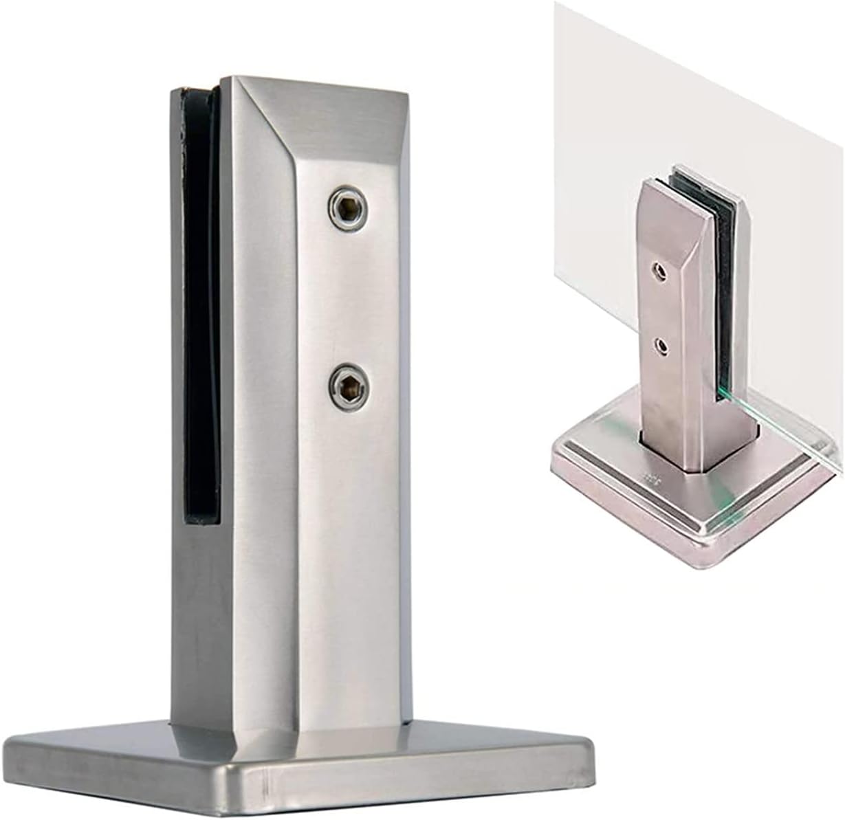 No-Drill-On-Glass Glass Clamp, 10-14mm Pool Fence Glass Mounting Brackets, Heavy Duty Spigots Floor Stand for Balustrade Staircase Handrail Home Garden Balcony