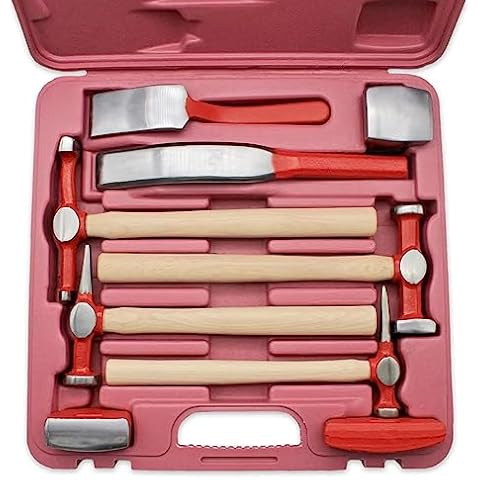 PASBAS 9 piece auto body repair tool, carbon steel body fender tool, body hammer dent body car body repair tool kit, genuine hickory handle steel dolly set, heavy duty performance tool Cover
