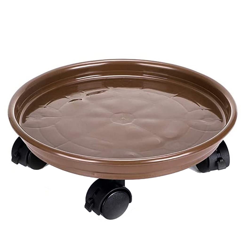 CXVHsertWR rolling plant caddy, Movable Plant Stand Pot Saucer, Pallet Tray Trolley With Casters(Brown,30cm/12inch)
