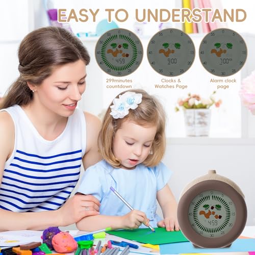 Digital Visual Timer for Kids with Protective Case, Hazelnut Theme 299 Minute Cute Squirrel Timer for Classroom Office Kitchen, Time Management Tools for ADHD Children - Image 6