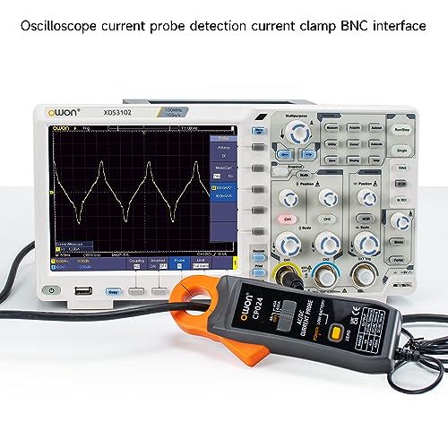 OWON CP024 AC/DC-Stromzangentastkopf für Oszilloskop, Stromtester-Zangenmessgerät, 200 kHz Bandbreite, 1 mV/10 mA, 400 A relative Nullpunktkorrektur mit BNC-Anschluss