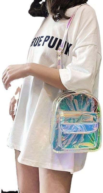 Holographic Daypack Waterproof Transparent Shoulder Bag Casual See Through Satchel for Concert Sport Travel,Silver 6# - Image 6