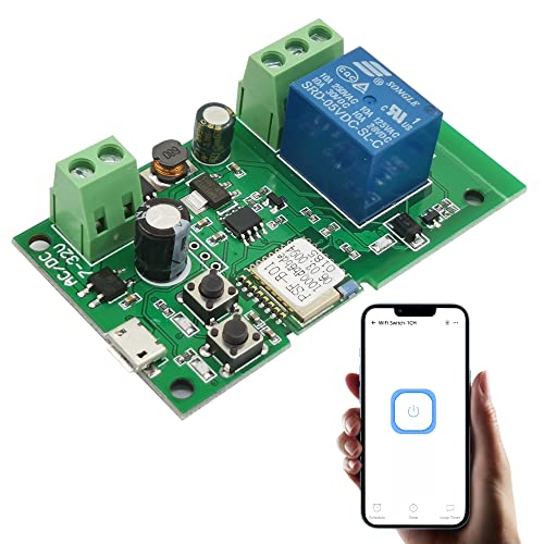 Jane Eyre WIFI Momentáneo, interruptor inteligente de relé de autobloqueo. Para control de acceso, control de puerta de garaje de bricolaje, compatible con Alexa Google Assistant, eWelink APP Cover