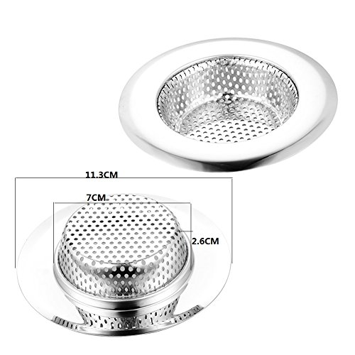 PChouse 2PC 18-10 Advanced medical Stainless-Steel Kitchen Sink Strainer - Large Wide Rim 4.5" Diameter --Weight 98G, - Best Choose for Green sanitation Kitchen Sinks