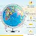 LED Illuminated World Globe w/ 720 Degree Rotation Range, 13 Inch Educational Cartography Map w/Chrome-Plated Base Light for Children Home Office