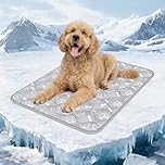 Rywell Dog Cooling Mat Elegant Grey,90 * 70cm Thicken Cooling Mat for Dogs,Dog Cooling Mat Large with Endothermic Color Changing Arc-Chill Cooling Fiber(Q-Max>0.5), Washable, Non-Toxic&Non-Slip