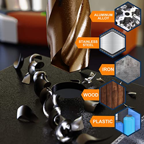 Wildbossy YZZT-004 M35 Cobalt Drill Bit Set 20Pcs(1/16"-1/2") High Speed Steel Jobber Length Drill Bit Kit thumb #5