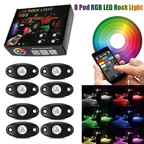 8 Pod Rgb Led Rock Lights Kits with Bluetooth Control Waterproof Neon Lights