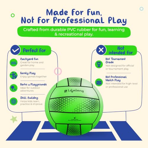 Image of Lifelong Mini Volleyball for Kids | Soft PVC Volleyball | Lightweight | Indoor & Outdoor Play | Beach, Pool & Playground | Green | 5.8 inches