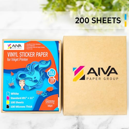 Papier autocollant vinyle imprimable brillant format lettre x200