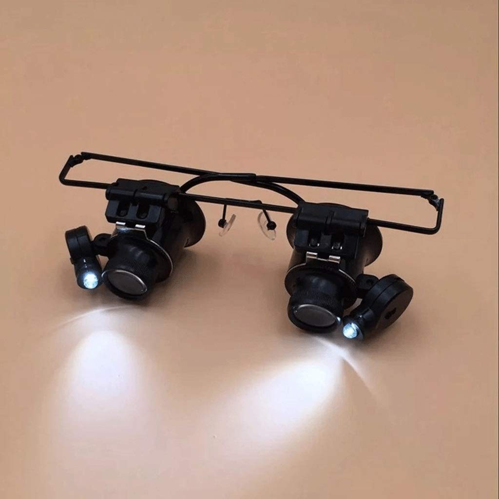 Lupenbrille, Vergrößerungsbrille mit Licht, Stirnbandlupe mit Beleuchtung für Juwelierreparaturuhren