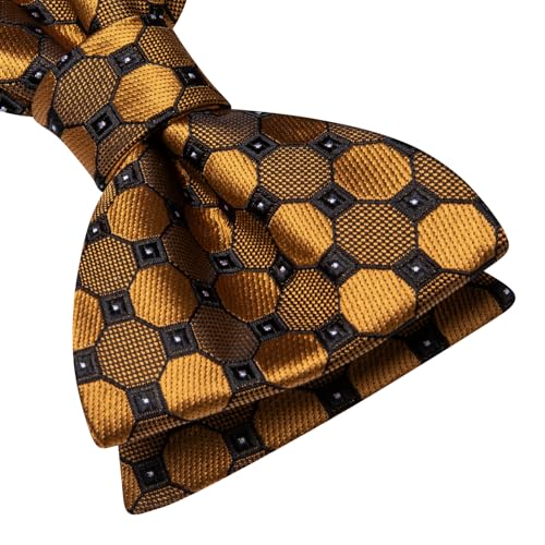Image of Dubulle Self Tie Bow Ties and Lapel Pin for Men Paisley Solid Mens Bowtie and Handkerchief Cufflinks Set Wedding