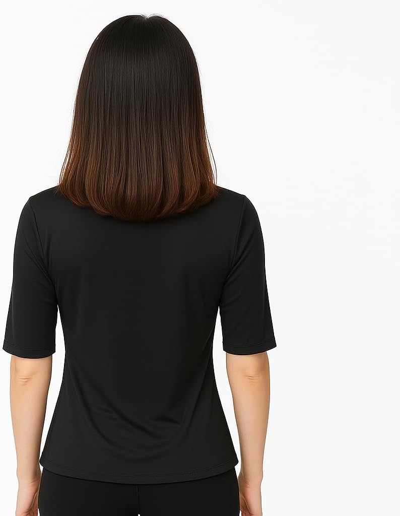 Women’s Black Asymmetric Sleeve T-Shirt – Stylish, Dry & Breathable for Spring & Summer, Perfect for Any Occasion - Image 6