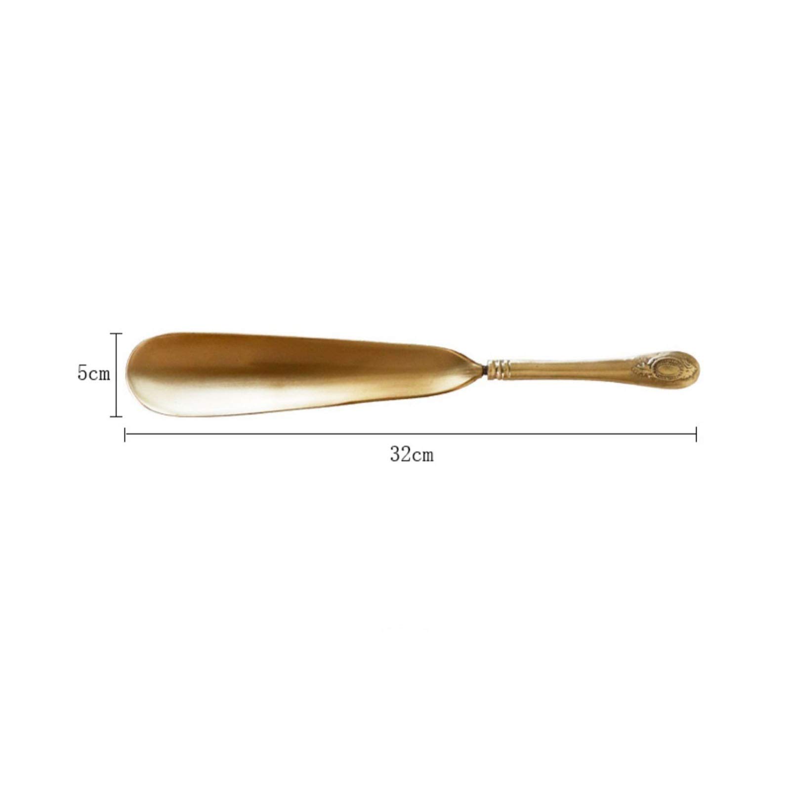 Schuhanzieher aus Metall | Langer Griff | Ideal für Kinder | Senioren | Männer und Frauen (Farbe: Gold, Größe: 32 x 5 cm) (Gold 32 x 5 cm)