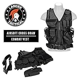 Lancer Tactical 600D Nylon Urban Tactical Cross Draw Vest with Embedded Pistol Holster Three...