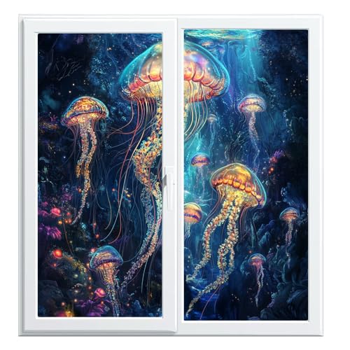 Película de vinilo adhesiva para ventana con diseño medusas acuarela miniatura 6