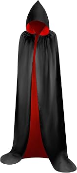 Myir JUN Black Red Cape Adult Unisex Womens Halloween Costume Robe Hooded | Halloween Costume Satin Witches Vampire Cloak Fancy Dress Up Children S