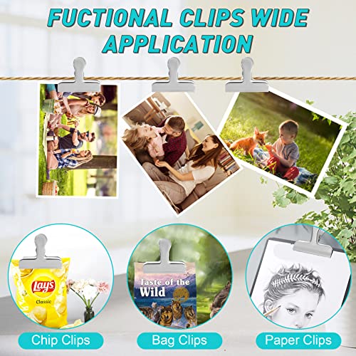 Funfery Silver Chip Clips Large Clips For Food Packages, 3 Inch Wide Bag Clips Food Clip Kitchen Clips For Snack, Kitchen Home Metal Chip Clips For Organization, Heavy Duty Paper Clamps(8 Pack) #TOP5