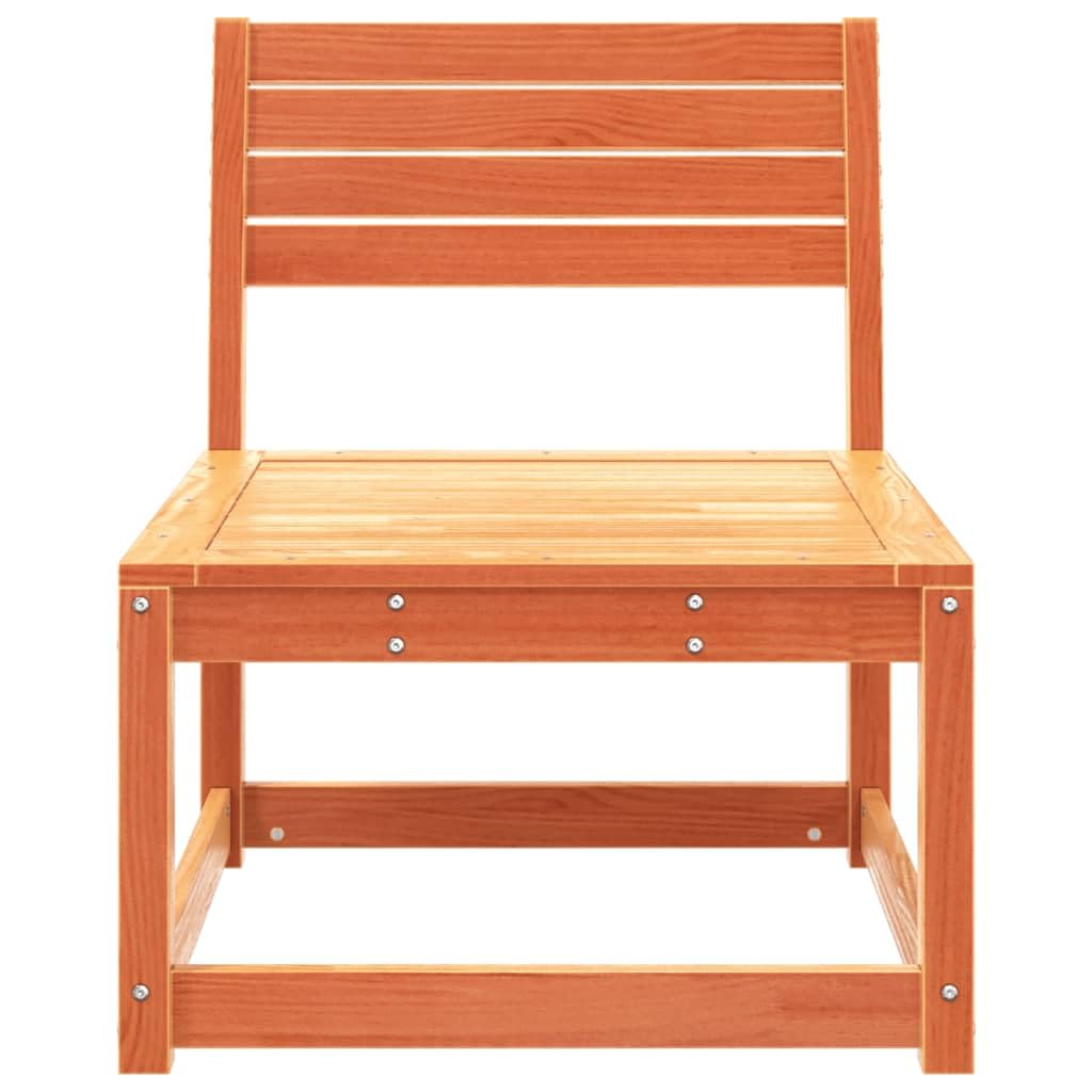 Sofá de jardín marrón cera de madera maciza de pino modular para exteriores sin reposabrazos, duradero y estable, con respaldo para terraza, jardín, diseño de listones