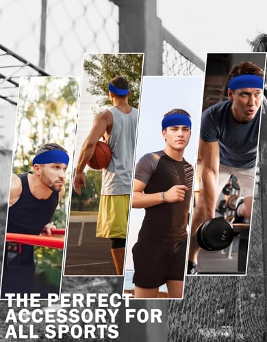 Image of Headbands for Men & Women, Sweat Headband Non-Slip Sweatband Sports Running Cycling Yoga Basketball Workout Football Training