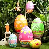 Blueweenly 6 Pack Giant Easter Inflatable Eggs Easter Outdoor Decoration Big Stable Easter Blow up Egg with Bottom Water Filler Colorful Inflatable Egg Easter Decor for Yard Garden(27.6 and 17.7 Inch)