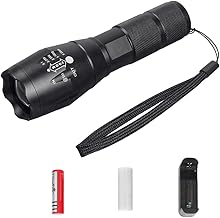 Magicwand Water Proof Rechargeable Led Zoom Flash Torch Light with Universal Battery Charger & Box【Pack of 1 Torch】【Black】