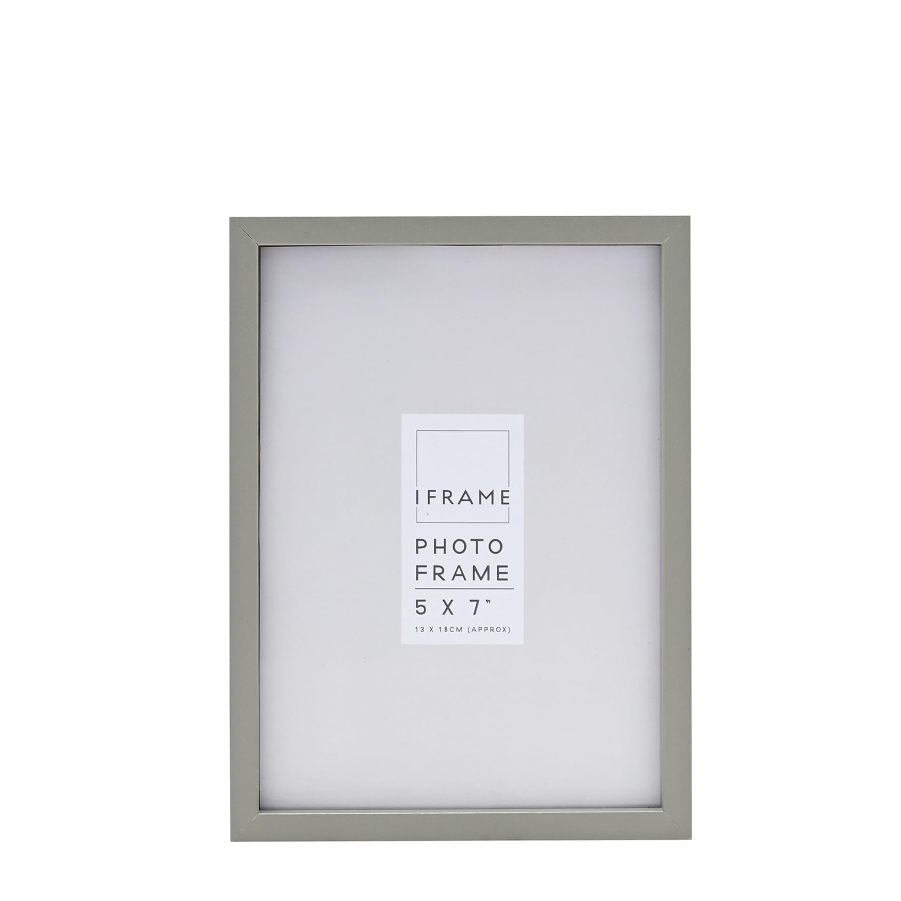iFrame Grey Wooden Photo Frame 5" x 7" | Minimalist Picture Frame for Wall or Tabletop Display | Modern Matt Grey Home Décor Frame for Portrait or Landscape Orientation