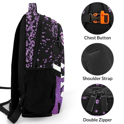 Purple Cheers Custom Cheer Bag Backpack for Cheerleader Personalized Cheerleading Backpack Bag, Cheer Coach Casual Travel Daypack3