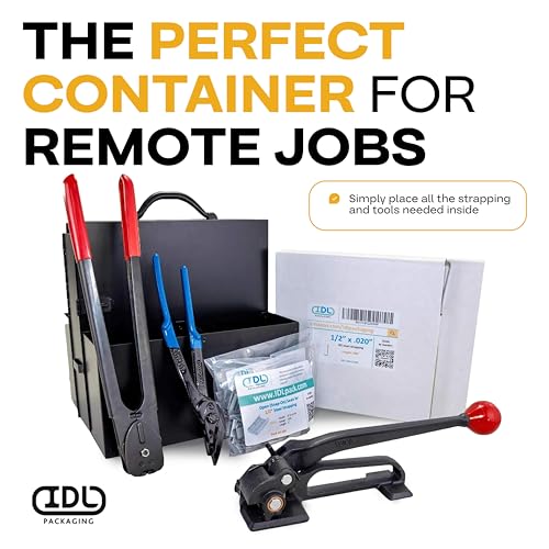 Image of IDL Packaging Strapping Cart & Dispenser for Steel, PET & PP Mini Coils | CA-920 for All Types of Mini Strapping Coils - Multi-Functional Box /Case - Spacious Storage Tray for Tools, Seals & Gloves
