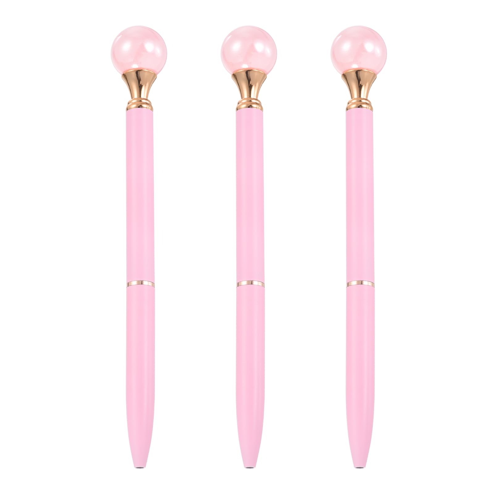 PATIKIL Pearl Ballpoint Pen, 3Pcs Sparkling Bling Metal Pen with Pearl Top Elegant 1.0mm Black Ink Ballpoint Refillable for Office Business Wedding Party Birthday Gift, Candy Pink
