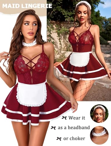 Image of SSoShHub Premium UltraSoft Babydoll Lingerie Bikini Swimwear Mini Chemise Mesh Wedding Bikini Nightie Bodysuit Skirt Bridal Honeymoon Valentine Halloween Nightdress