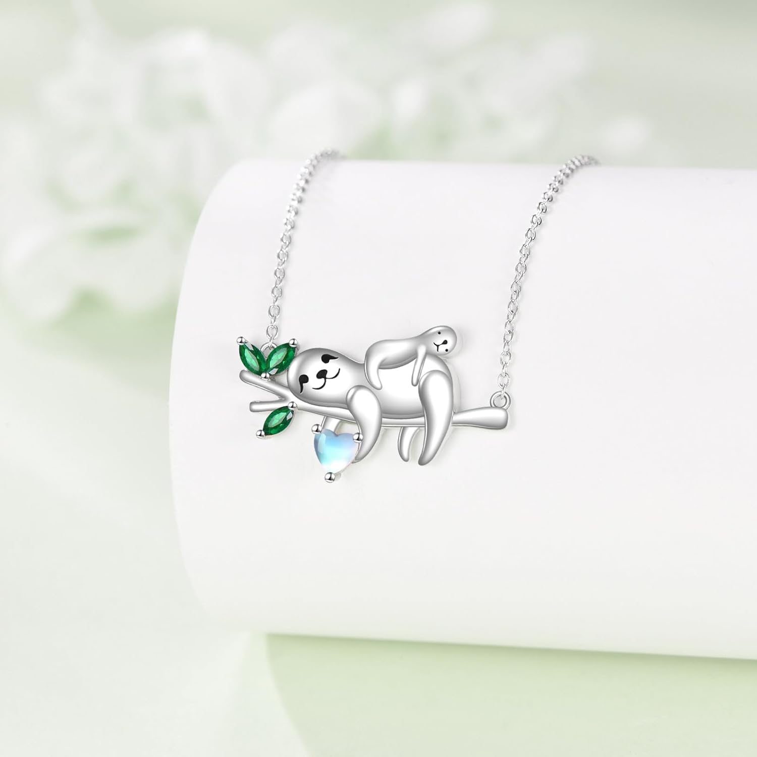 AXELUNA Sloth Necklace 925 Sterling Silver Two Sloth Pendant Cute Animal Jewelry Gift for Women Mother - Image 2