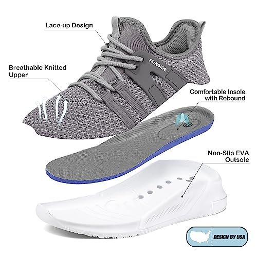 Runside Boys Girls Tennis Shoes Kids Lightweight Breathable Sneakers Lace-Up Running Athletic Shoes For Toddler/Little Kid/Big Kid Grey thumb #3
