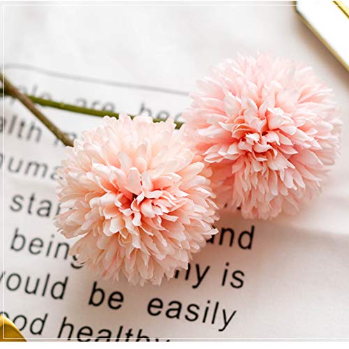 CQURE Artificial Flowers, Fake Flowers Silk Plastic Artificial Hydrangea 10 Heads Bridal Wedding Bouquet for Home Garden Party Wedding Decoration 10Pcs (Pink Champagne)