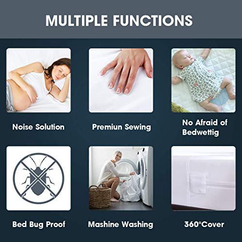 Ruili Queen Size Waterproof Zippered Mattress Encasement, Premium Breathable Vinyl Free Mattress Protector