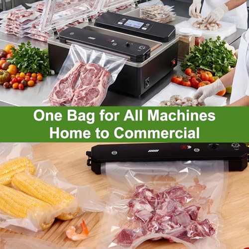 Image of Moretoes 100pcs Vacuum Sealer Bags, Food Saver Bags 50 Gallon 11 inchx 16 inch and 50 Quart 8 inch x 12 inch, BPA Free, Pre-cut Commercial Grade Vac Seal Meal Bags for Food Storage, Meal Prep or Sous Vide