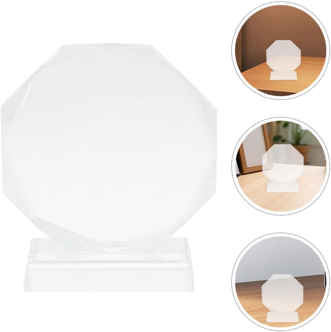 Octagon Crystal Award Plaque Blank for Photo Insert and Logo