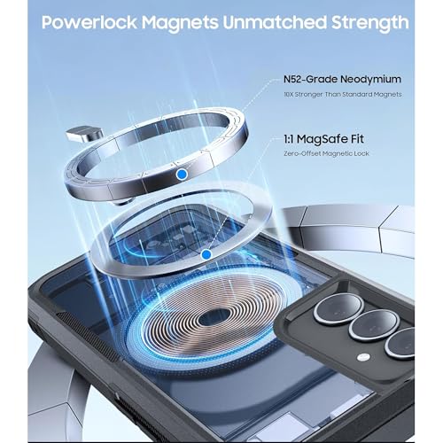 Image of KARWAN Shockproof Back Case Cover Compatible with Samsung S24, Heavy Duty Case with Camera Protection,Dual Layer Rugged Protection with MagEaze Mag-Safe Wireless Charging (Black)