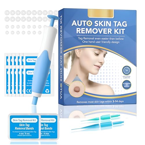 Skin Tag Removal Kit | 2-in-1 Auto Remover for Skin Tags & Moles (2mm–8mm) | Safe, Painless & Fast Acting | Includes 40 Removal Bands & 10 Cleansing Wipes | for Home Use (Blue)