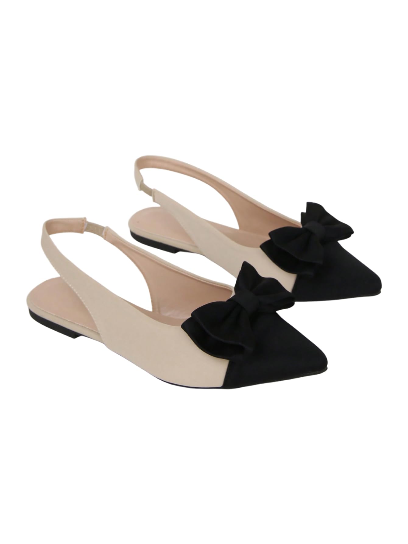 Women's Bow Pointed Toe Flat Shoes Slingback Flats Dress Shoes