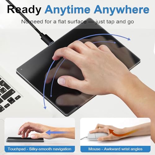 Garsent Trackpad USB Cablato, Mouse Touch Pad Cablato Grande con Gesti Multipli, Mouse Touchpad Portatile Sottile in Alluminio Adatto per Wins 11 10, per Computer OS X, Desktop, Laptop (BLACK)