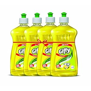 Giffy Lemon & Active Salt Dishwash Liquid Gel 500ml (Pack of 2) Bottle|2x Faster Tough Grease Removal|Utensils Cleaning…