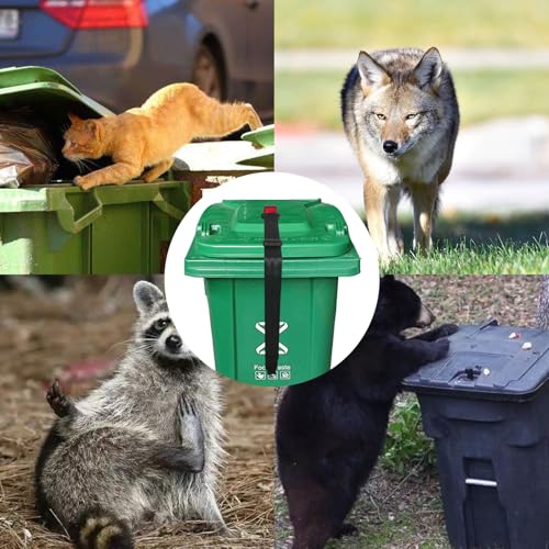 Image of Trash Can Locks for Animals,Buckle Type Trash Can Lid Lock,Raccoon Proof Garbage Cans Lock for Outdoor,Universal Trash Bin Cord Strap