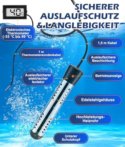 WADEO Tragbare Campingdusche akku mit Pumpe und Tauchsieder, Duschpumpe-Set mit Heizfunktion und 20l Wasserbehälter, wasserdichte Outdoor-Campingpumpe für Reisen Garten Wandern Autowaschen Notfälle
