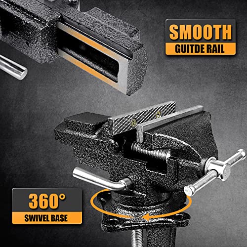 Bench Vise 3.3 Inch Quick Adjustment Home Vise Dual-Purpose Combined Universal Bench Clamp Heavy Duty Cast Steel Table Vise With Swivel Base For Woodworking, Drilling, Metalworking #TOP3