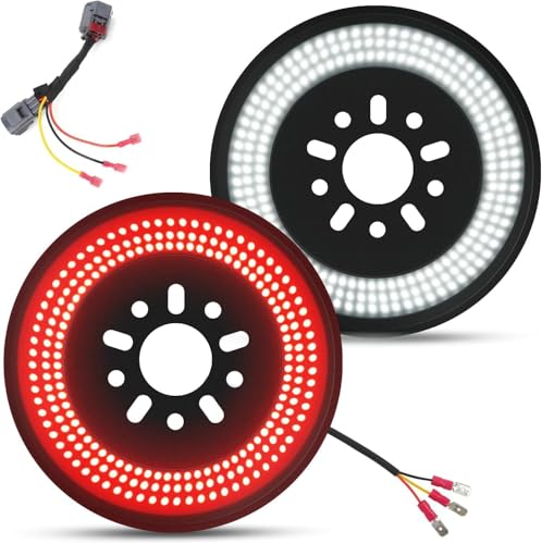 Spare Tire Brake Reverse Light Fits for Jeep Wrangler JK & JKU 2007-2018 Large Lighting Area Super Bright Red Ring Brake Tire Light Plug-N-Play Rear Spare Lights for Wrangler JK & JKU Accessories