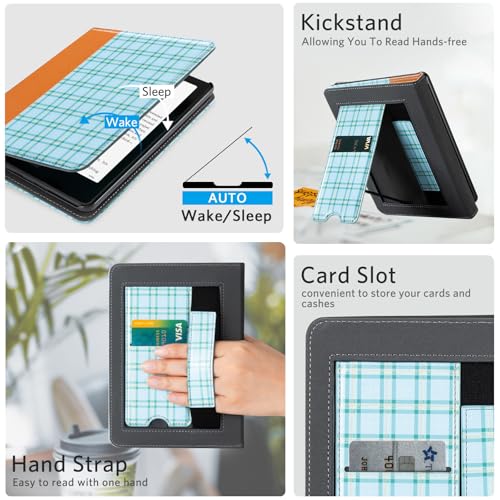 Image of CoBak Stand Case for 7 inch Kindle Paperwhite 12th Gen 2024 and Kindle Colorsoft with Hand Strap - Compatible with iPhone MagSafe, for Samsung /Belkin /Anker Wireless Charging Pads, Durable, Auto Sleep Wake