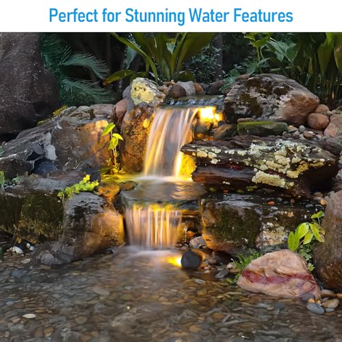 Image of LEONLITE 4-Pack 5CCT LED Rock Lights Outdoor, Round, Dark Gray