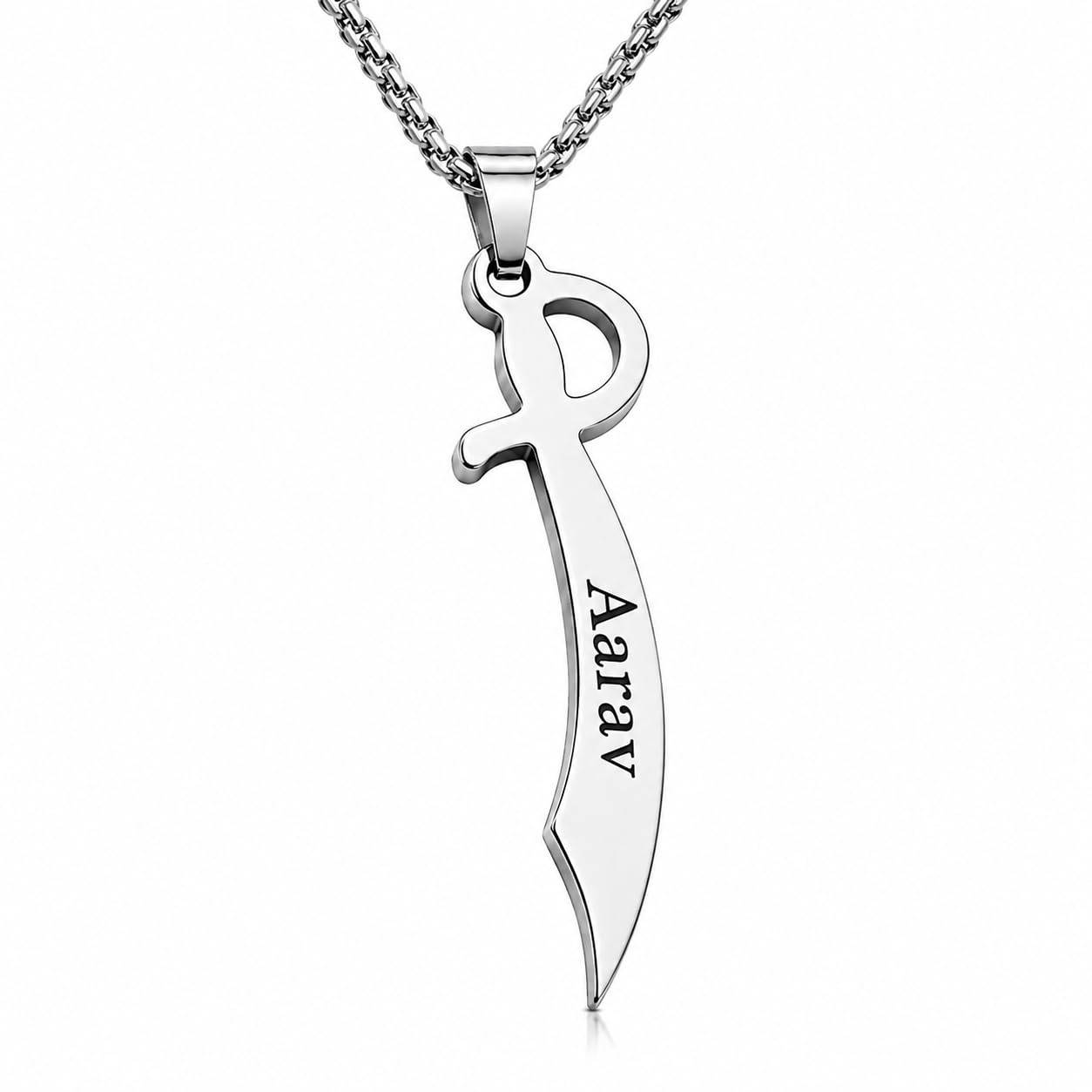 Personalized Sword Designed Pendant Chain Necklace for Men & Young Boys-image-3
