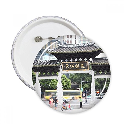 Architecture chinoise broches rondes badge bouton vêtements multicolore
